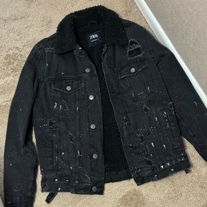 Zara denim fleece jacket